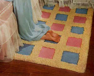 Blue & Pink Block Rug – Free Crochet Pattern