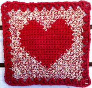 #22 Country Heart Crochet Dishcloth