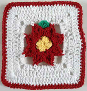 #338 Poinsettia In A Square Dishcloth – Maggie Weldon Maggies Crochet