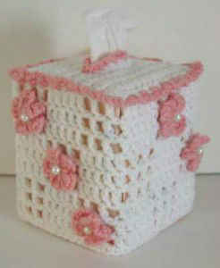 Free Crochet Pattern Floral Boutique Tissue Box Cover #39