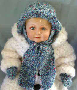 Free Crochet Pattern Bulky Baby Hat, Mittens, & Scarf #99