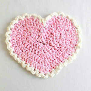 Free Crochet Pattern Pink Heart Placemat #68