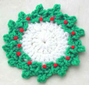 Free Crochet Pattern Holly Coaster #102