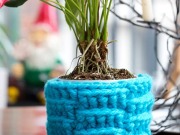 Free Bright Weave Plant Cozy Crochet Pattern from RedHeart.com