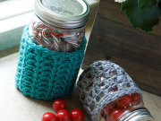Free Crochet Jar Cozies Crochet Pattern from RedHeart.com
