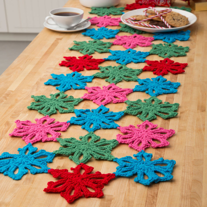 Free Snowflake Table Runner Crochet Pattern from RedHeart.com