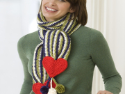 Free Hearts & Stripes Scarf Crochet Pattern from RedHeart.com